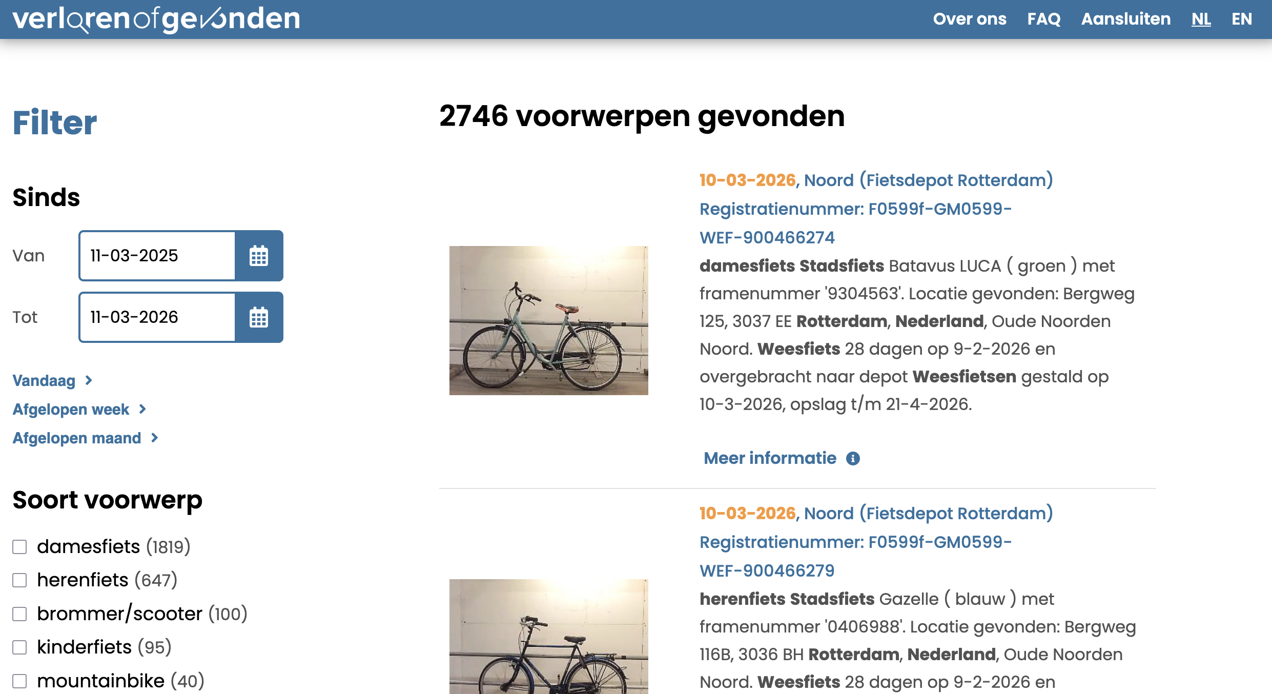 screenshot of afvalwijzer