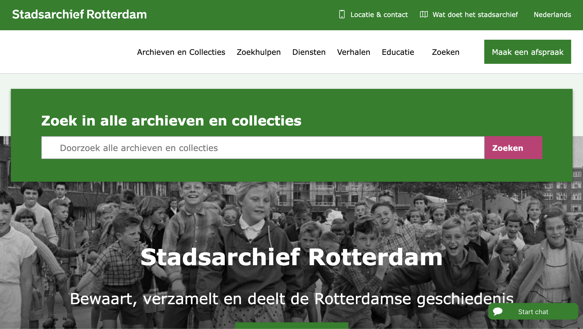 screenshot of city archives